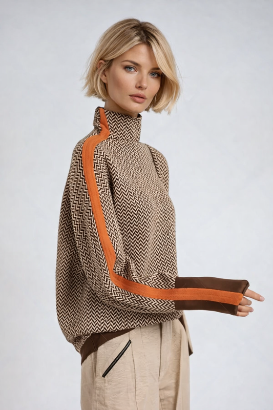 Celmara | Jersey de Cuello Alto con Detalles en Contraste